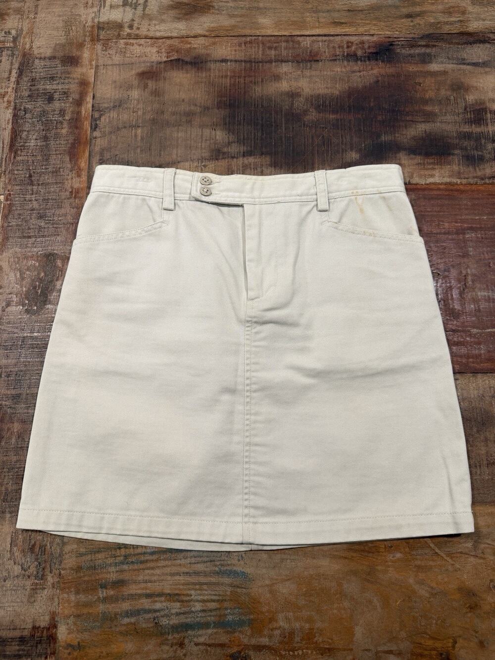 Ralph Lauren Sport Women’s 4 Chino Skirt Cream Khaki Cotton Preppy Pockets